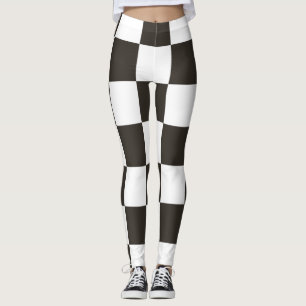 Chequered Flag (Black and White) (Checker Pattern) Leggings