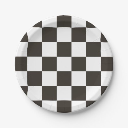 Chequered Flag Black and White Checker Pattern Paper Plates