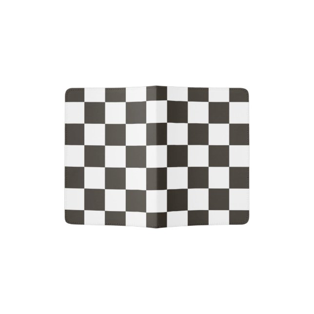 Chequered Flag (Black and White) (Checker Pattern) Passport Holder (Opened)