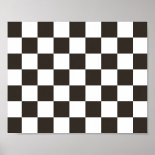 Chequered Flag (Black and White) (Checker Pattern) Poster