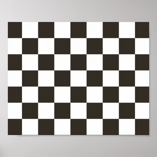 Chequered Flag Black and White Checker Pattern Poster