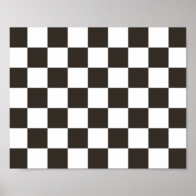 Chequered Flag (Black and White) (Checker Pattern) Poster (Front)