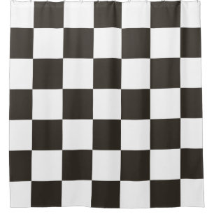Chequered Flag (Black and White) (Checker Pattern) Shower Curtain