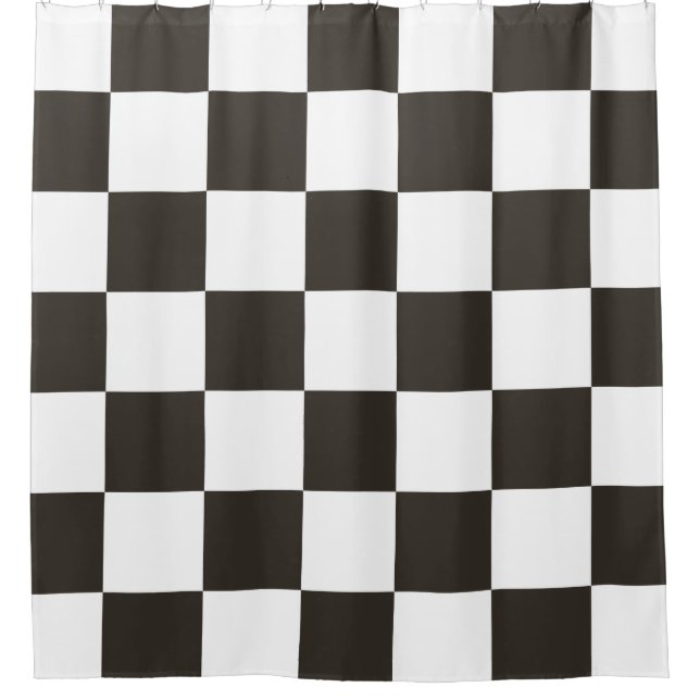 Chequered Flag (Black and White) (Checker Pattern) Shower Curtain (Front)