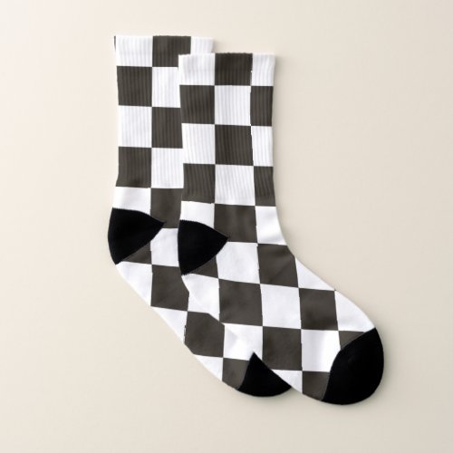 Chequered Flag Black and White Checker Pattern Socks