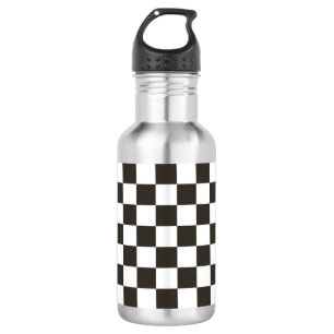 Chequered Flag (Black and White) (Checker Pattern) Stainless Steel Water Bottle