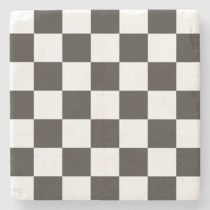 Chequered Flag (Black and White) (Checker Pattern) Stone Coaster
