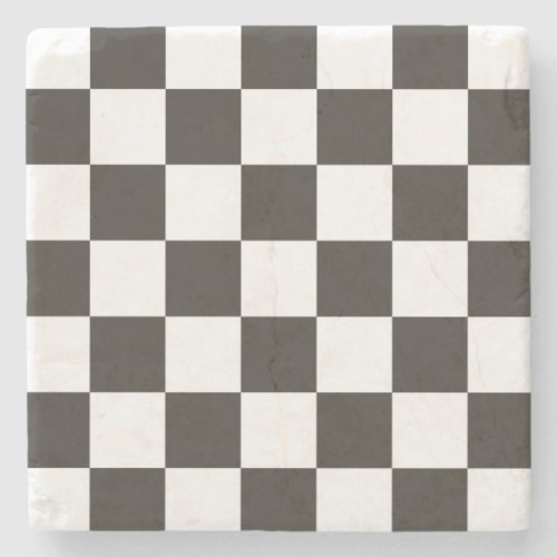 Chequered Flag Black and White Checker Pattern Stone Coaster