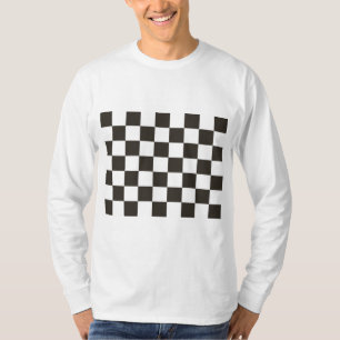 Chequered Flag (Black and White) (Checker Pattern) T-Shirt