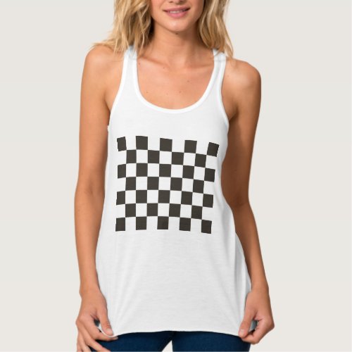 Chequered Flag Black and White Checker Pattern Tank Top
