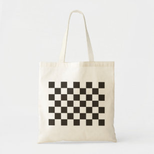 Retro Daisy Checkered Tote Bag  Pink & Orange Checkerboard