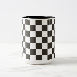 Chequered Flag (Black and White) (Checker Pattern) Two-Tone Coffee Mug