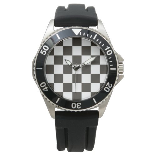 Chequered Flag Black and White Checker Pattern Watch