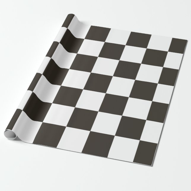 Chequered Flag (Black and White) (Checker Pattern) Wrapping Paper (Unrolled)