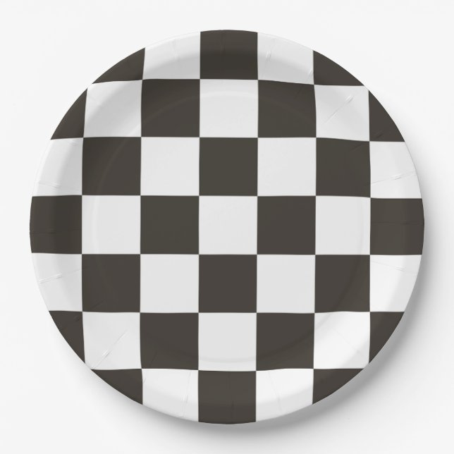 Chequered Flag pattern Paper Plates (Front)