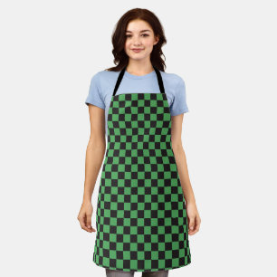 chequered pattern checkered squares chess green bl apron