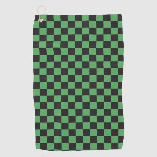 chequered pattern checkered squares chess green bl golf towel (Front)