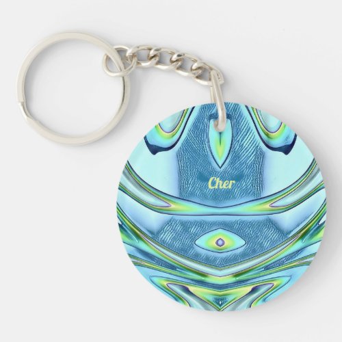 CHER  Green Yellow Blue Circular Acrylic  Keychain