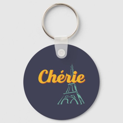 Cherie My Dear Darling Vintage French Word Phrase Keychain
