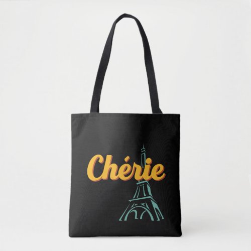 Cherie My Dear Darling Vintage French Word Phrase Tote Bag