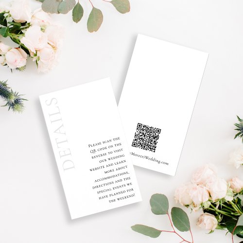 Cherise Elegant Simple QR Code Wedding Details Enclosure Card