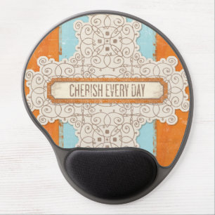 Cherish Day Love Orange Blue Tan Gel Mousepads
