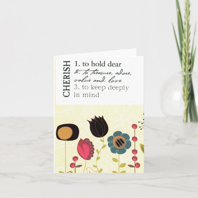 Cherish definition (blank) card 4"x5.6" (Front)
