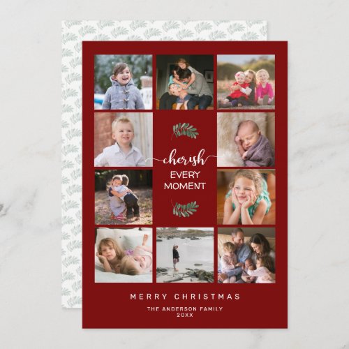 Cherish Every Moment 10 Photo Collage Christmas Ho Holiday Card