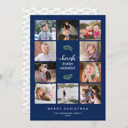 Cherish Every Moment 10 Photo Collage Christmas Holiday Card