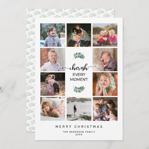 Cherish Every Moment 10 Photo Collage Christmas Holiday Card