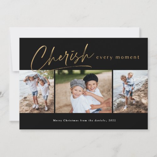 Cherish Every Moment 3 photo Holiday Card