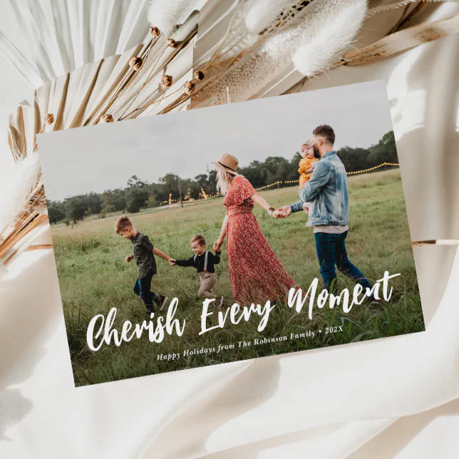 cherish every moment christmas holiday card Zazzle