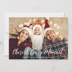 cherish every moment merry christmas photo holiday card
