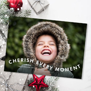 Cherish Every Moment Modern 2 Photo Christmas Card