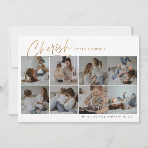 Cherish Every Moment Modern Photo Collage Holiday Card