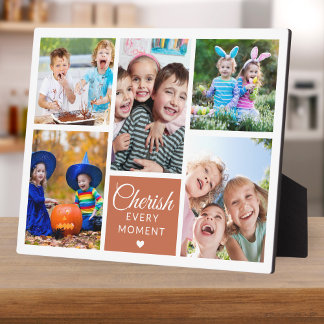 Cherish Every Moment Terracotta 5 Photo Collage Plaque