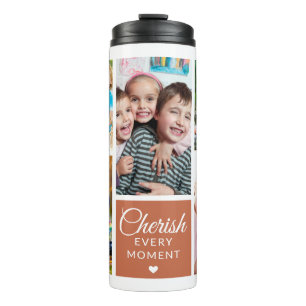 Cherish Every Moment Terracotta 5 Photo Collage Thermal Tumbler