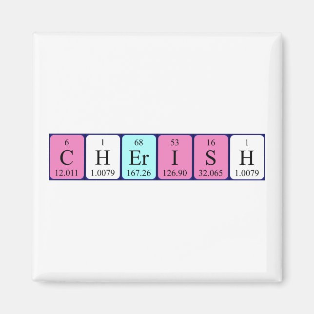 Cherish periodic table name magnet (Front)