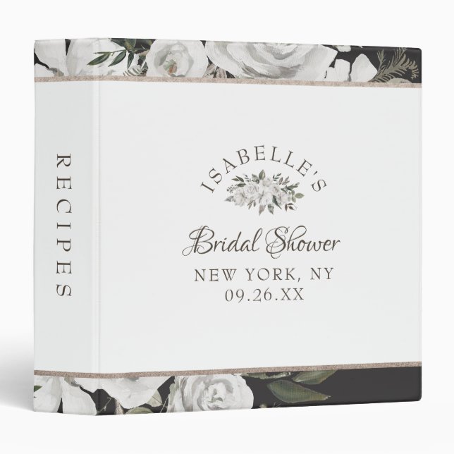 Cherish Rose Gold Bridal Shower Recipe 3 Ring Binder (Front/Spine)