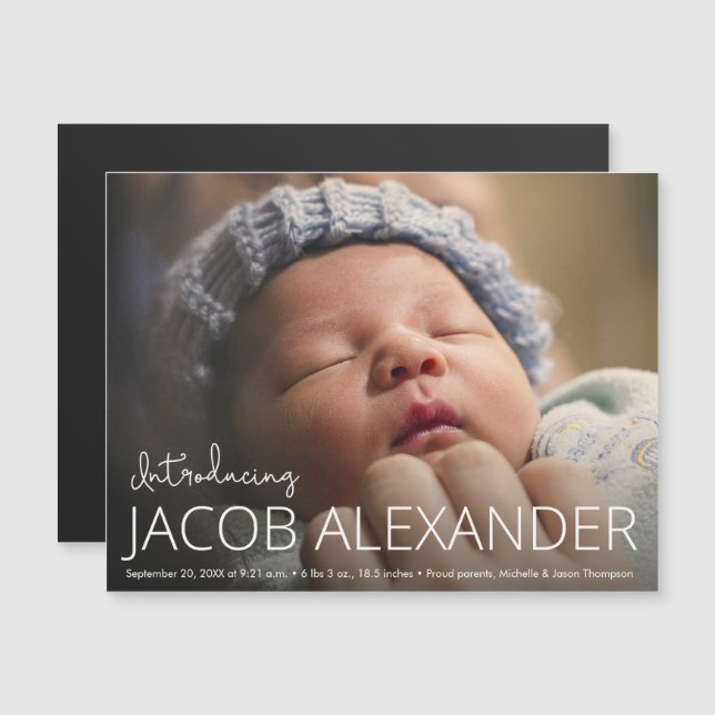 Cherish the Moment: Customized Magnetic Baby Boy Invitation (Front/Back)