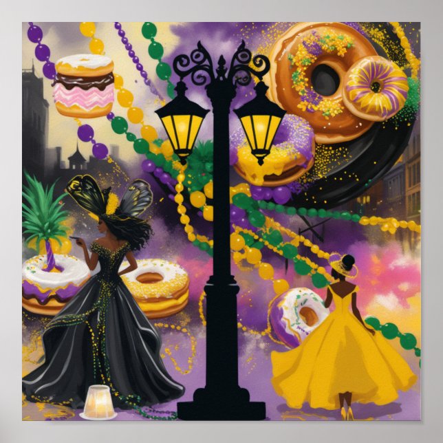 Cherish the Night - Mardi Gras Influenced Design Poster (Front)