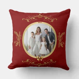 Cherish the Season Personalized Photo Christmas Throw Pillow