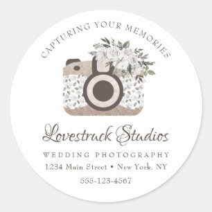 Cherish Vintage Custom Logo Photography Business Classic Round Sticker