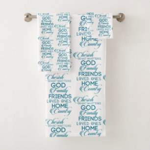 Cherish What Matters Teal Bath Towel Set