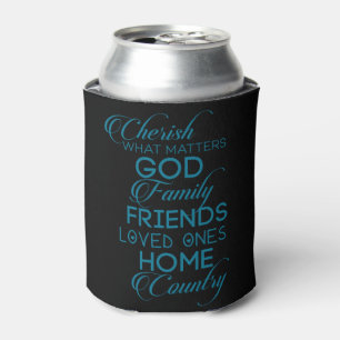 Cherish What Matters Teal Can Cooler