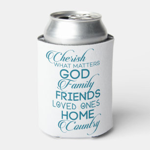 Cherish What Matters Teal Can Cooler