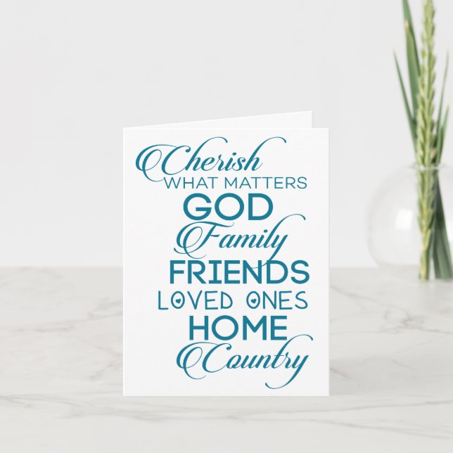 Cherish What Matters Teal Card (Front)
