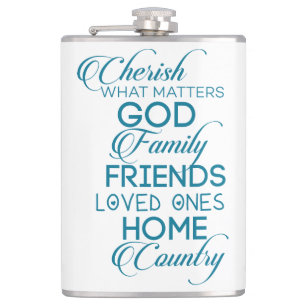 Cherish What Matters Teal Flask