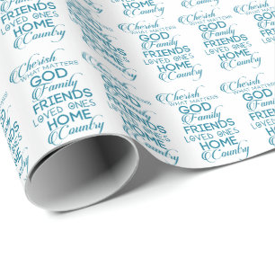 Cherish What Matters Teal Wrapping Paper