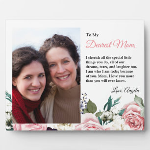 Cherish Words To Mother's Day Elegant Pink Roses Plaque